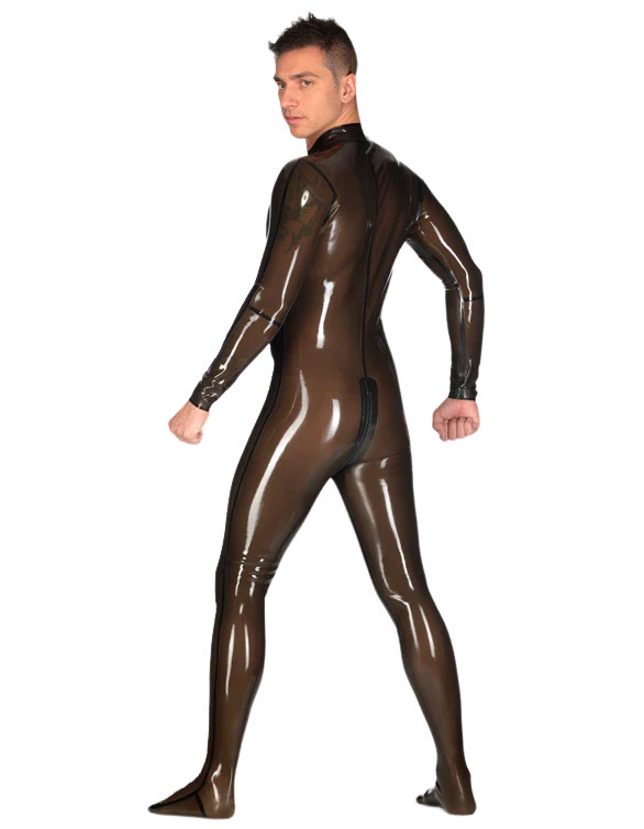 Sheer Brown Full-Body Latex Catsuit