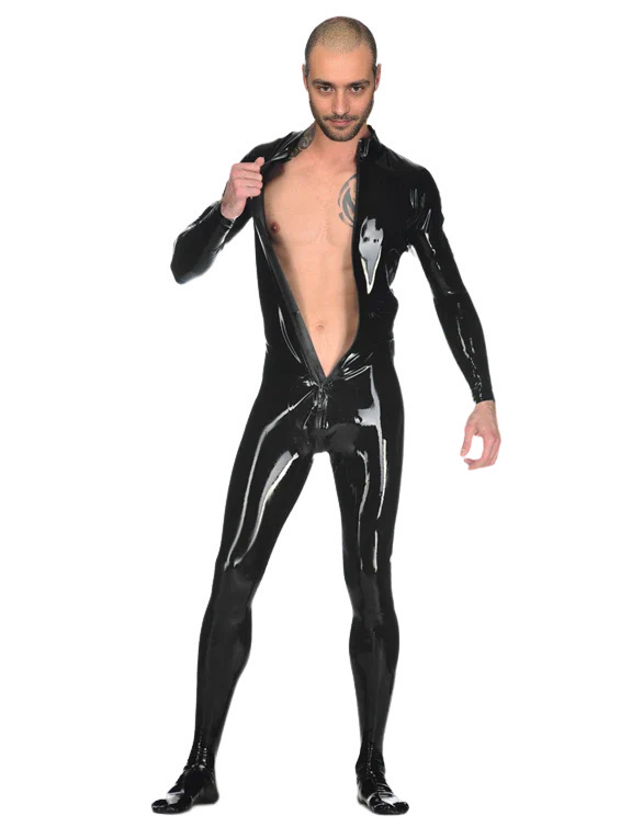 Sheer Brown Full-Body Latex Catsuit