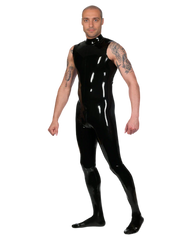 Sleeveless Black Glossy Latex Catsuit