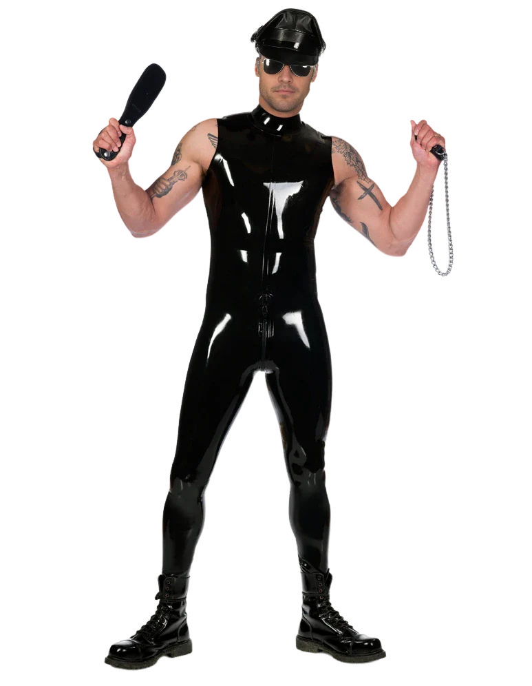 Sleeveless Black Glossy Latex Catsuit