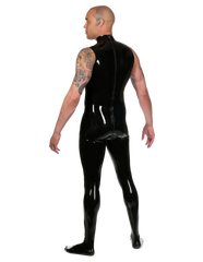 Sleeveless Black Glossy Latex Catsuit