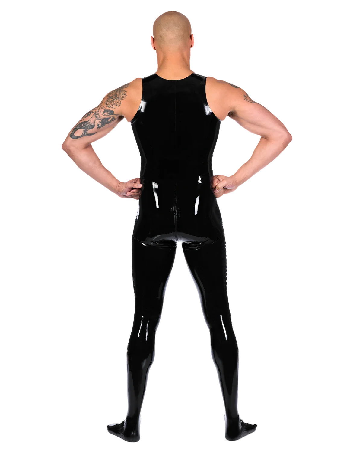 Sleeveless Glossy Latex One-Piece Catsuit