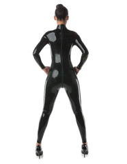 Black High-Neck Long Sleeve Latex Catsuit