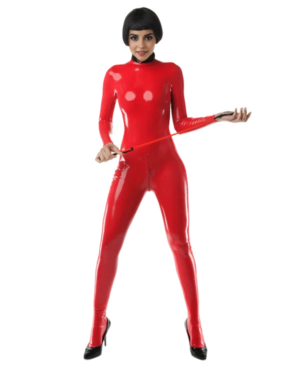 Black High-Neck Long Sleeve Latex Catsuit