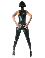 Sleeveless Black Latex Catsuit