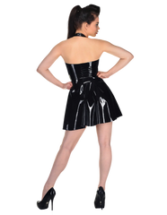 Black Halter Zip-Up Latex Dress