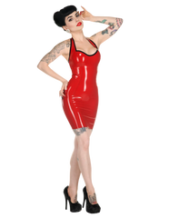 Red Sweetheart Neckline Latex Dress