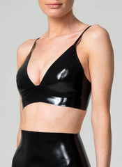 Classic Black Latex Bra with Adjustable Straps