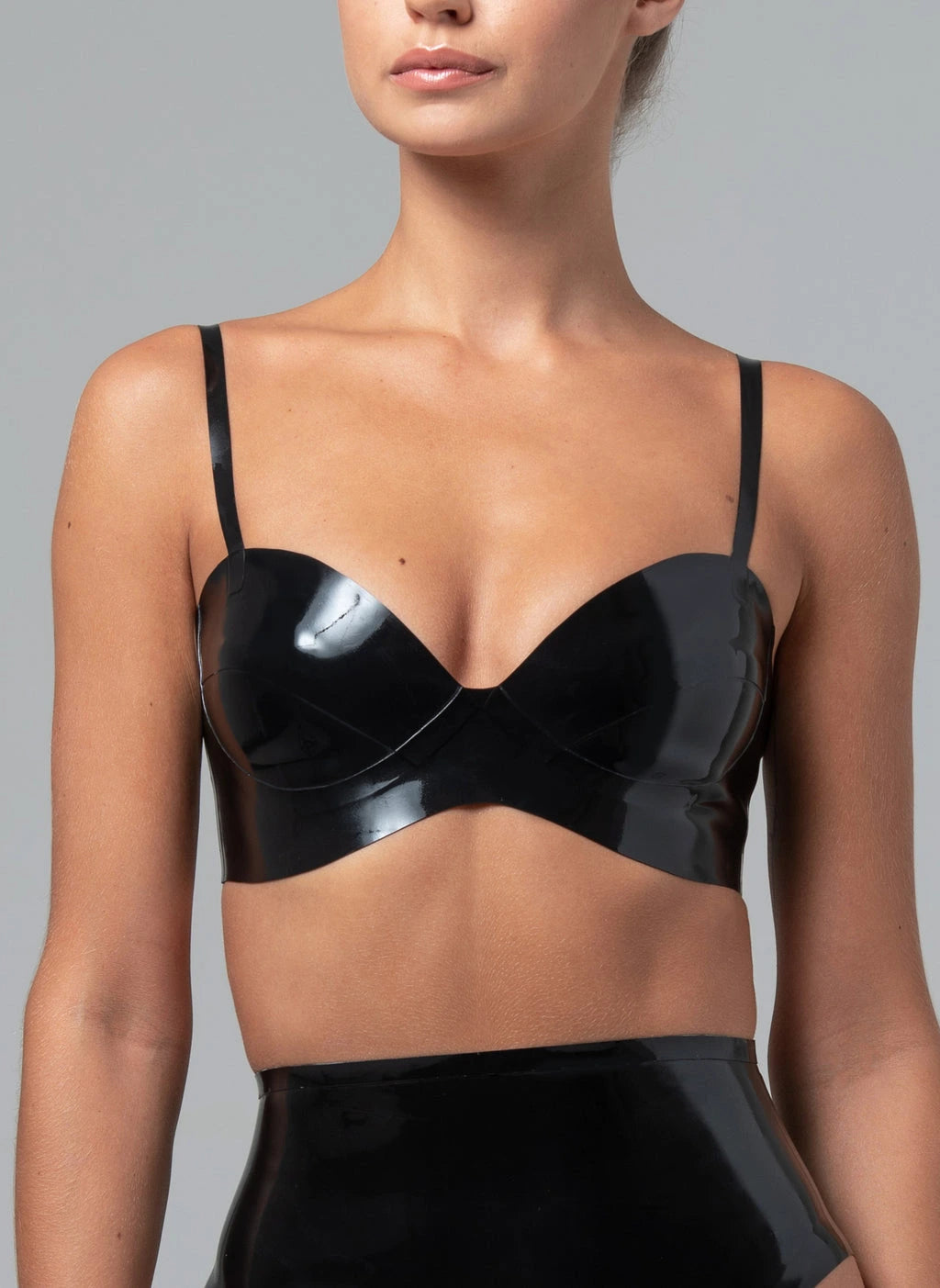 Black Latex Underwire Bra