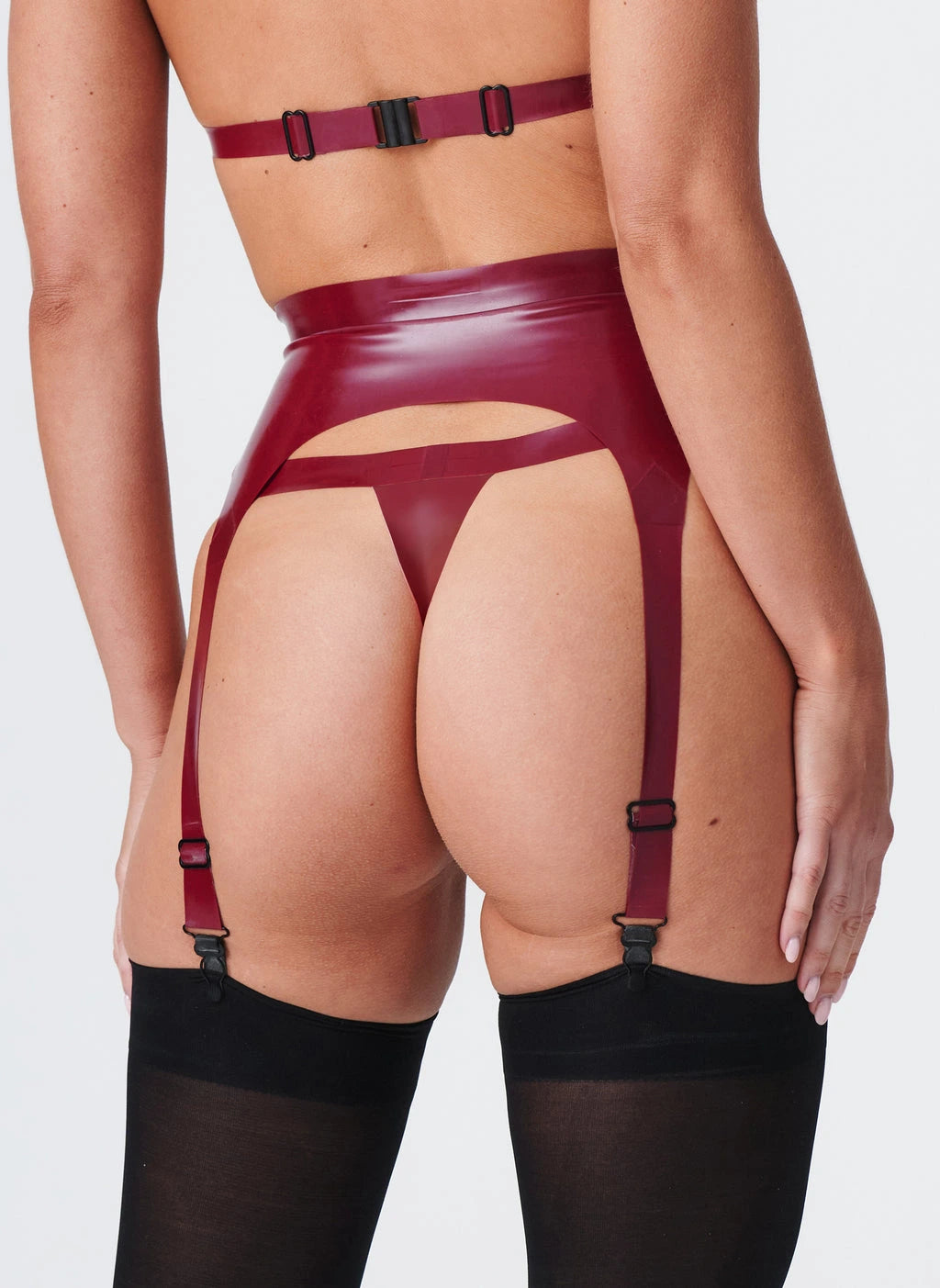 Latex Lipstick Suspender Belt